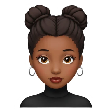 A black girl with edges and plump lips and long lashes with a bun in her hair and she looks like a baddie sticker