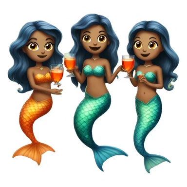 Three beautiful mermaids drinking aperol  sticker