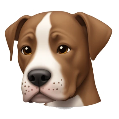 A dog of the American pit bull terrier breed who is hugging a brown haired girl. The dog must be red in color with a white patch on the neck and a black nose. sticker