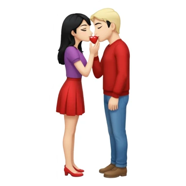 couple kissing black hair man blonde woman full body sticker