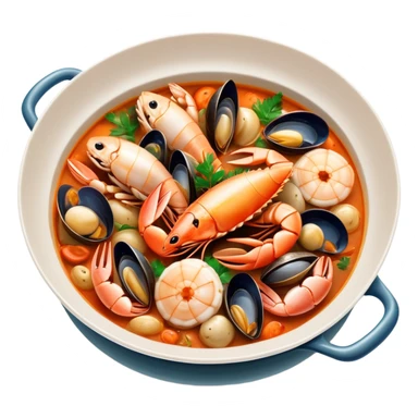 cinematic-realistic-buzara-seafood-dish-emoji,-depicted-as-a-rustic,-flavorful-seafood-stew-with-shellfish-rendered-with-rich-textures-and-dynamic,-maritime-lighting. sticker