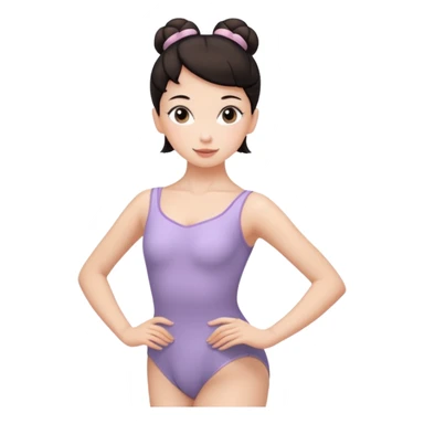 white girl with one ballet bun, dark hair,  sticker