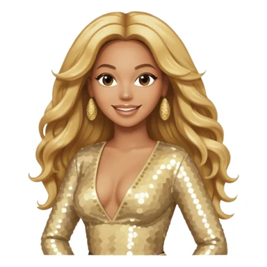 Beyonce from Destiny's Child with long golden blonde hair, cream sequin outfit sticker