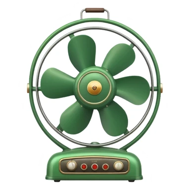 Vintage Electric Fan – retro green body, metal grill, humming softly. sticker
