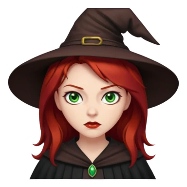 Dark blood Red haired witch. Green eyes annoyed. sticker