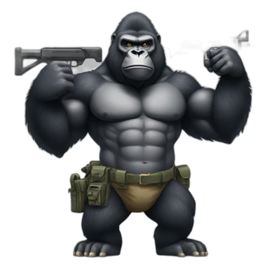 Big Buff Gorilla holding an AR-15 gun sticker