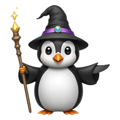 penguin wizard casting a spell with sparkles sticker
