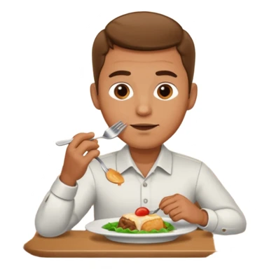 man eating at restaruant sticker