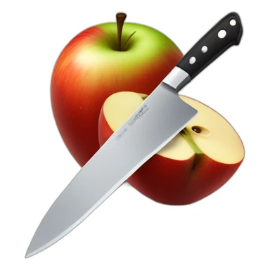 knife cutting an apple sticker