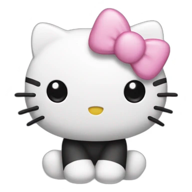 Hello kitty with straight black hair and white and pink ears headband  sticker