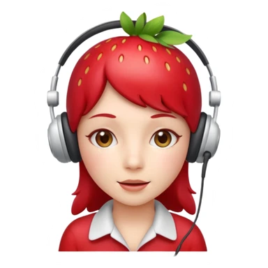 A Cute strawberry wearing headset  sticker