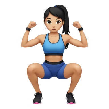 Women with long black ponytail doing a squat sticker