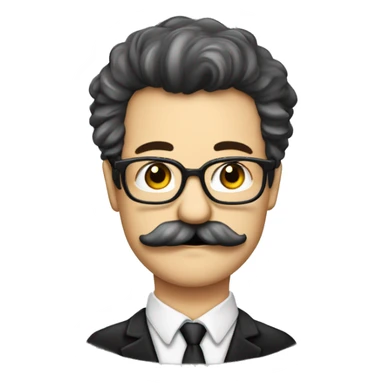 homem branco de oculos cabelo preto bigode enrolado professor xadrez sticker