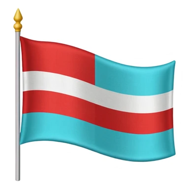 Flag with 3 horizontal stripes: first is white second is cyan third is red sticker