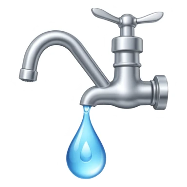 a faucet with a water droplet at the end sticker