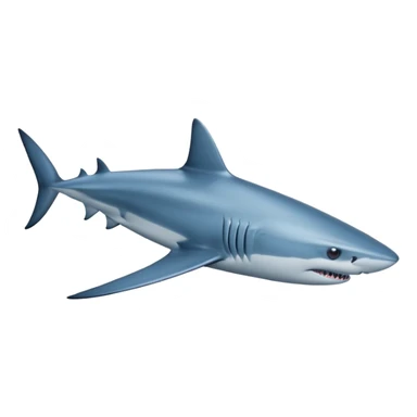 A blue shark swims swiftly through the ocean, sticker