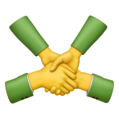 green hand and yellow hand handshake sticker