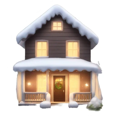 cozy house with white Christmas lights and snow sticker
