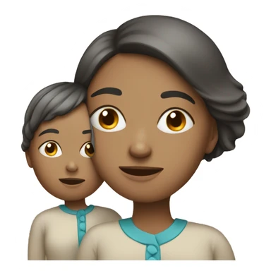 mom and child emoji with large heads and bodies sticker