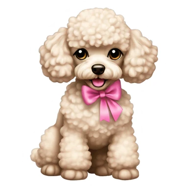 cream toy poodle with pink bow sticker