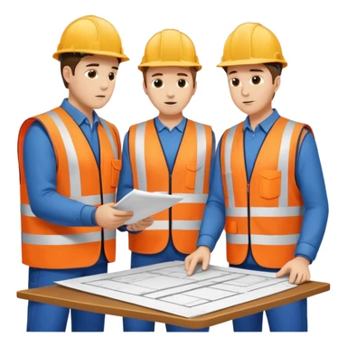 group of railway engineers behing a table sticker