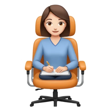 Feeling relaxed and happy at office for woman with a smile on face and with a calm attitude , aligned in a working chair sticker