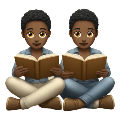 White Twins reading books sticker