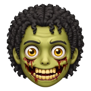 menino com cabelo cacheado preto e olhos marrons, com a boca lembrando a de um zumbi e com grills dourados 🧟 sticker