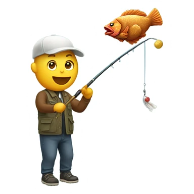 person fishing with fried chicken on the fishing pole sticker