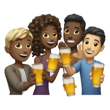 a group of friends toasting sticker