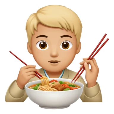 person eating chinese food sticker