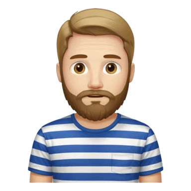 man with long hair and beard wearing horizontal striped t-shirt sticker