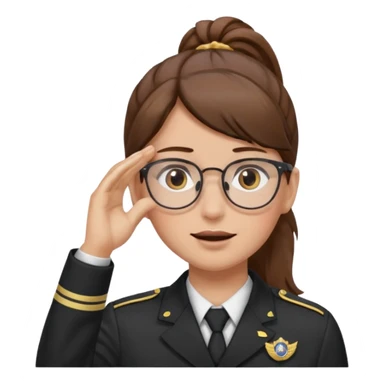 Brown hair pony tail glasses Salute with tear coming out eye sticker