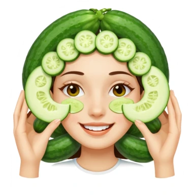 🧖‍♀️ girl with cucumber pieces over eyes relaxing  sticker