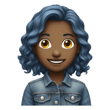 smiling girl in denim outfit sticker