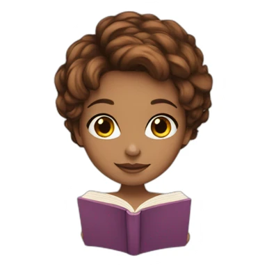 girl brown pixie hair with book sticker