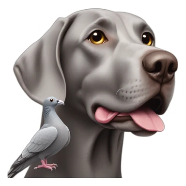 weimaraner dog and a pigeon in its mouth sticker