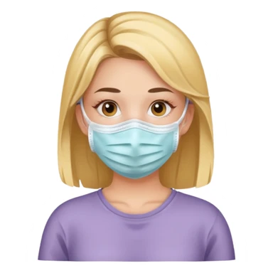 A girl in a care face mask sticker