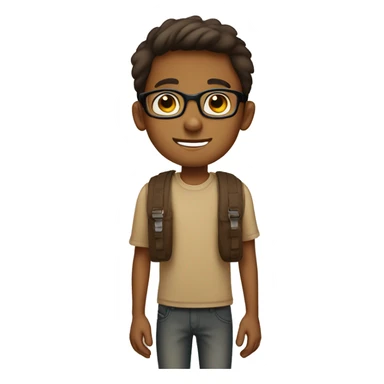 brown eyed boy with spects wearing bag in standing position sticker