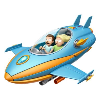 Hot wheels Rick and Morty flying in a spaceship to citadel sticker