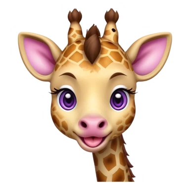 A cute little cheeky giraffe face with purple eyes sticking her tongue out and with her paw pulling down her lower eyelid of her right eye drawn in chibi style  sticker