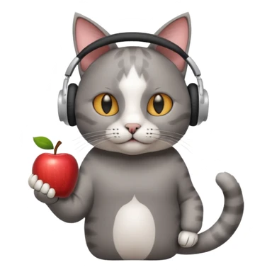 cat in apple headphones (AirPods max) wit a blunt in his hand  sticker