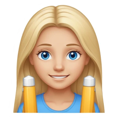Responsibility for one's decisions and determination in the image of a smiling girl with long blond hair and she has blue eyes sticker
