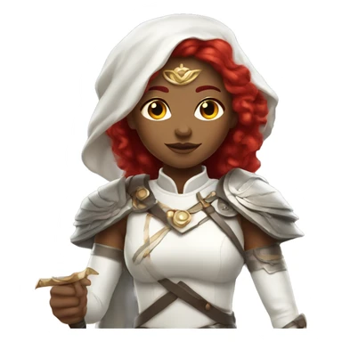 moonlit warrior in white dress with red hair sticker