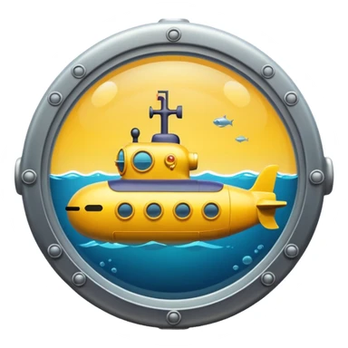 A bright yellow submarine with round windows and a tiny periscope.














 sticker