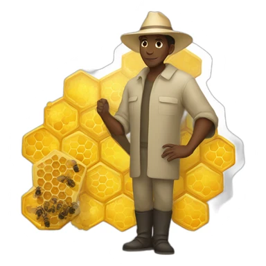 Tall black man beekeeper with honeycomb full body sticker