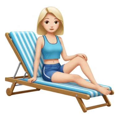woman sitting on a sunbed - she must be dressed normally sticker