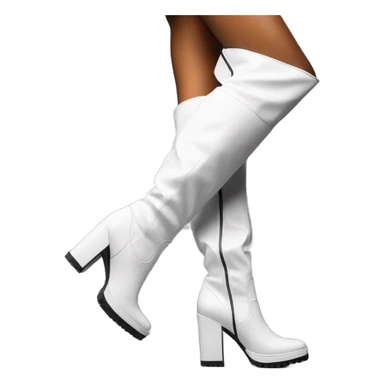 black knee high chunky heel boots sticker