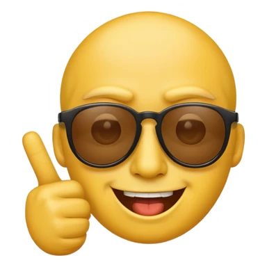 yellow face emoji with sunglasses giving the middle finger, smirking sticker