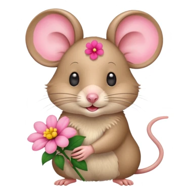 mouse holding flower sticker
